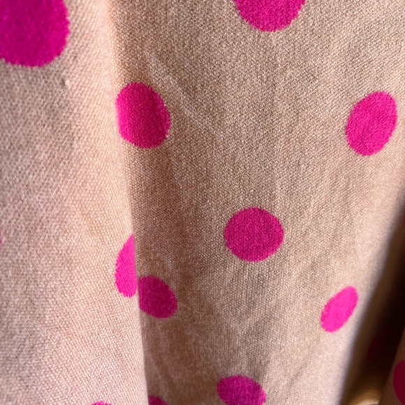 Anthropologie Tan and Pink Cowl Neck Sweater with Polka Dots - Picture 6 of 6